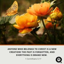 Anyone who belongs to Christ is a new creation! The past is forgotten, and everything is brand new. - 1 Corinthians 5:17