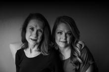 2 faces of people who have lost loved ones to suicide.